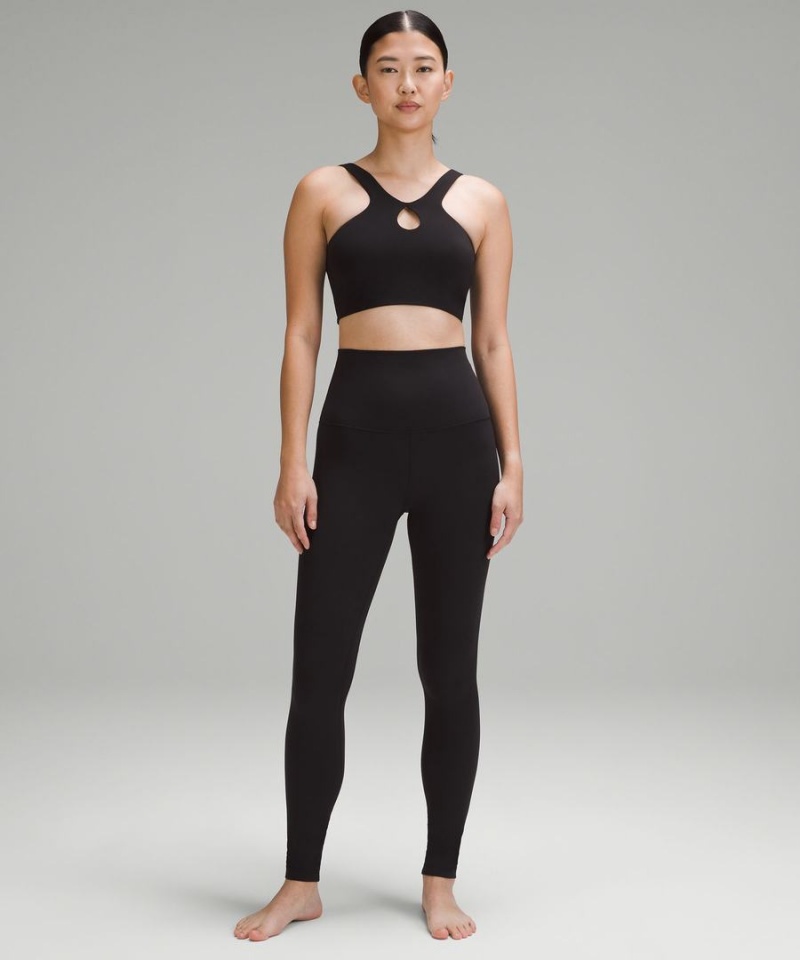 Lululemon SmoothCover Front Cut-Out Yoga Bra Light Support, A/B Cup Sport BH Dam Svarta Sverige | NUDAWK951