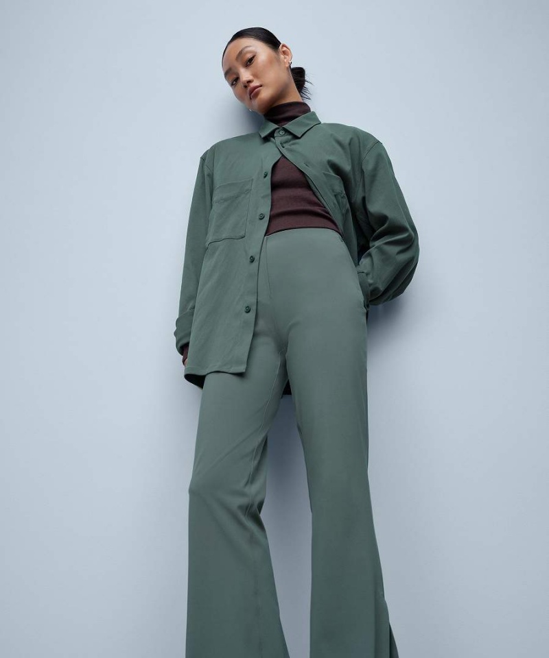 Lululemon Smooth-Fit Split-Hem High-Rise Flared Byxor Dam Mörkgröna Sverige | KFVAUS180