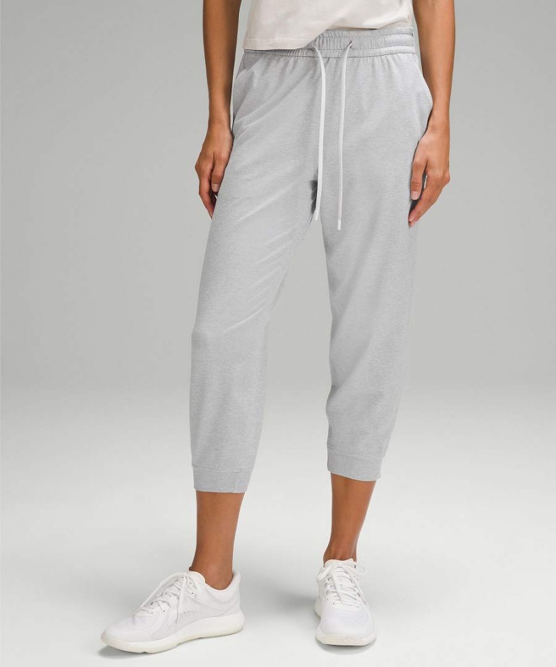 Lululemon Soft Jersey Klassiska-Fit Mid-Rise Cropped Joggingbyxor Dam Ljusgrå Sverige | HMOFPX405
