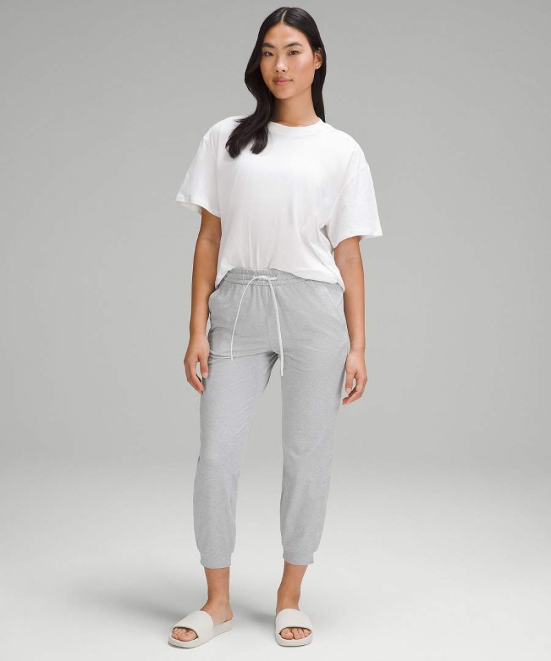 Lululemon Soft Jersey Klassiska-Fit Mid-Rise Joggingbyxor Dam Ljusgrå Sverige | JUASYI475