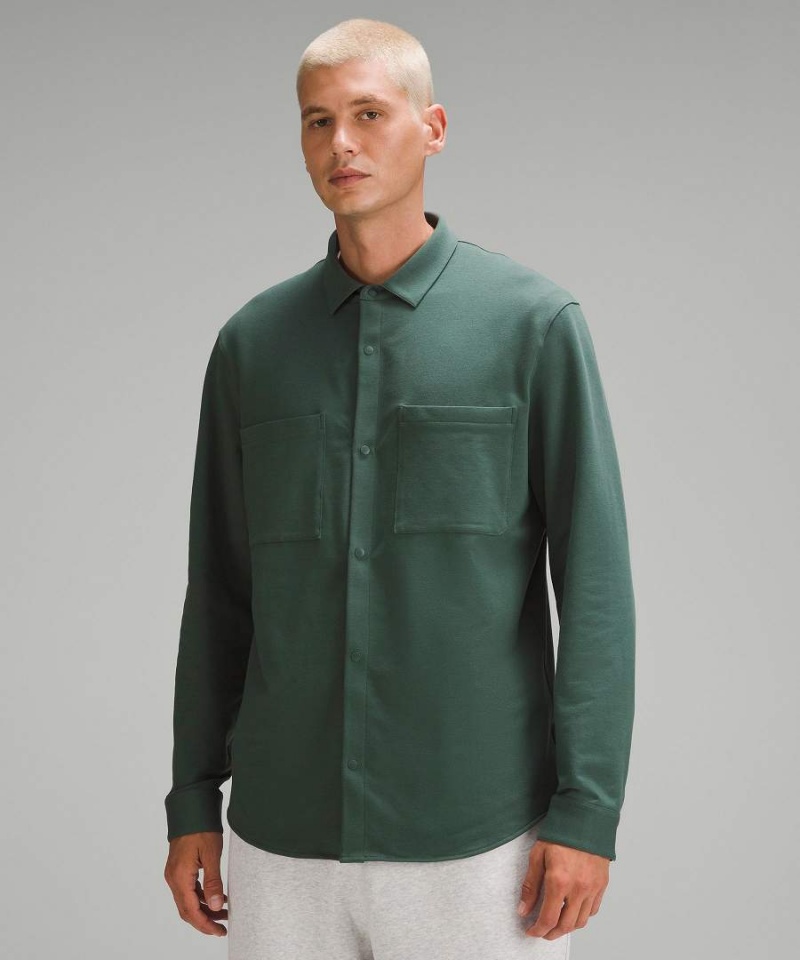 Lululemon Soft Knit Overshirt French Terry Skjorta Herr Mörkgröna Sverige | XLUPWO174