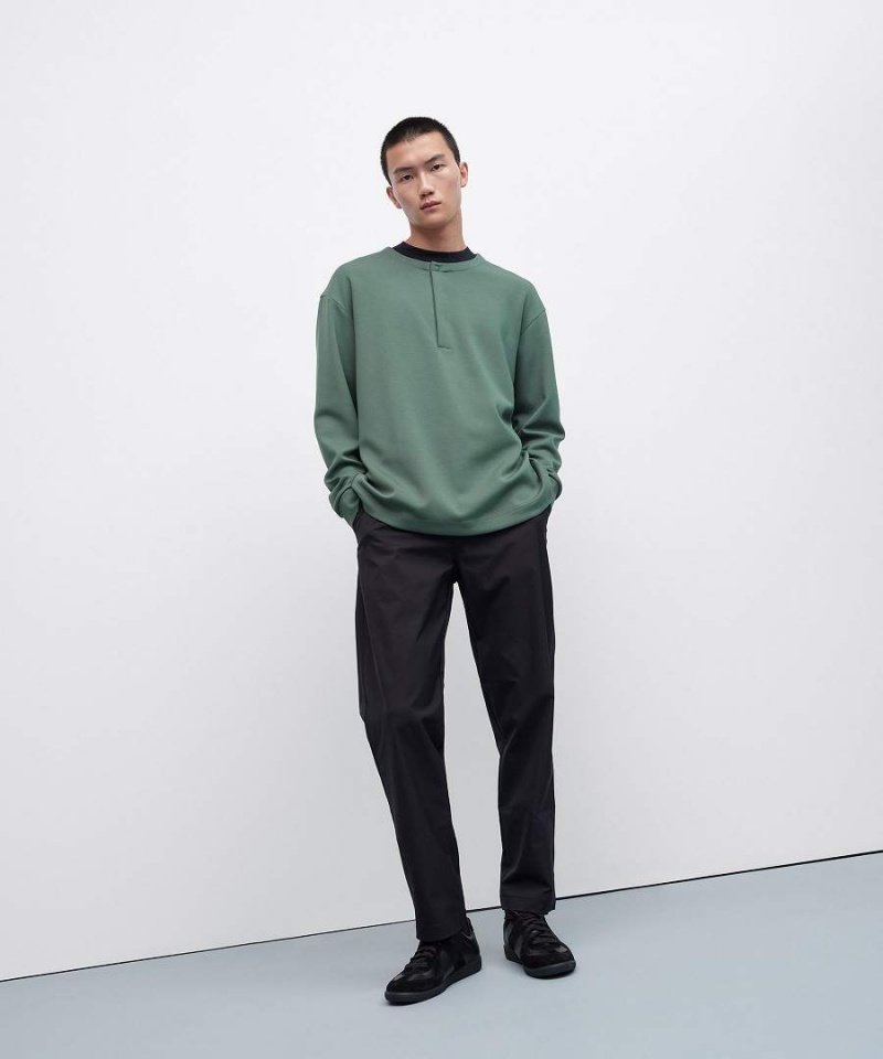 Lululemon Softstreme Oversized-Fit Long-Sleeve Henley Tröjor Herr Mörkgröna Sverige | WFIPVL839