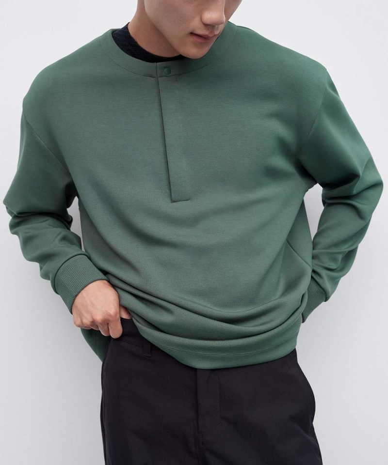 Lululemon Softstreme Oversized-Fit Long-Sleeve Henley Tröjor Herr Mörkgröna Sverige | WFIPVL839