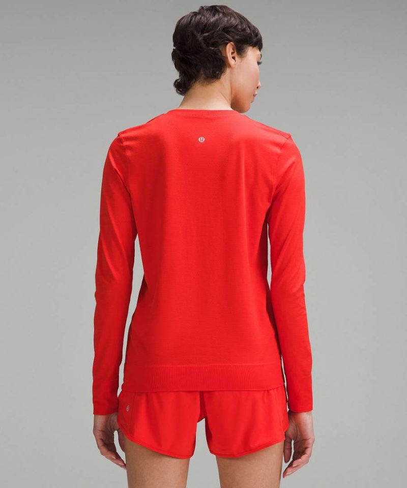 Lululemon Swiftly Relaxed Långärmad Tröja Dam Röda Sverige | NSKDEA204