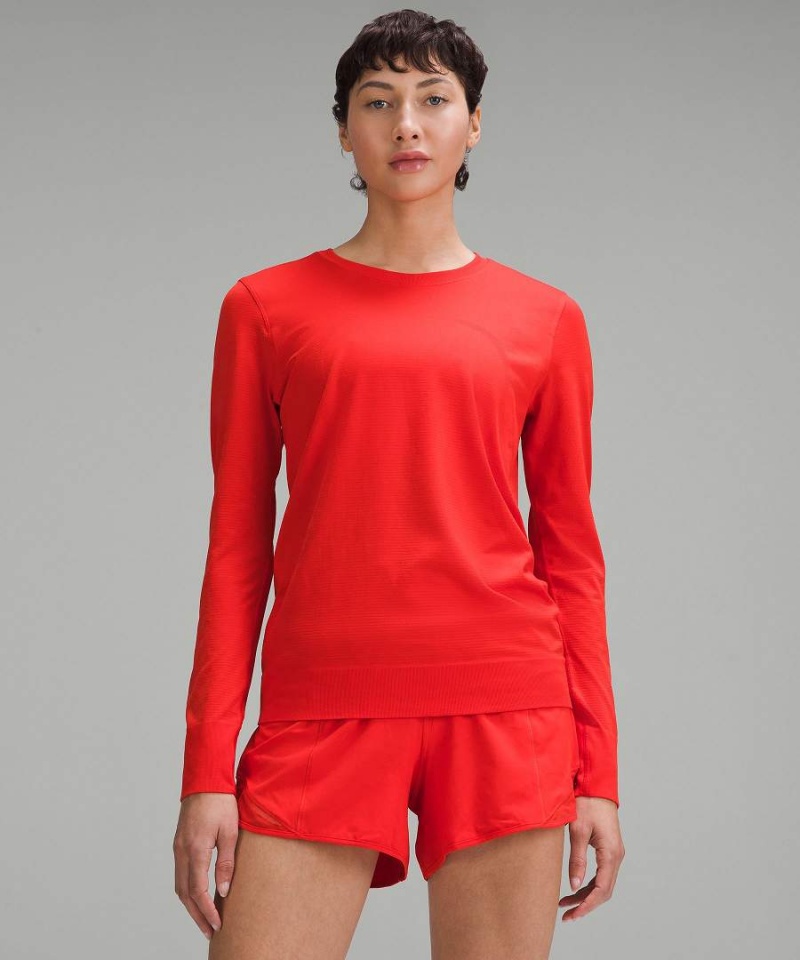 Lululemon Swiftly Relaxed Långärmad Tröja Dam Röda Sverige | NSKDEA204