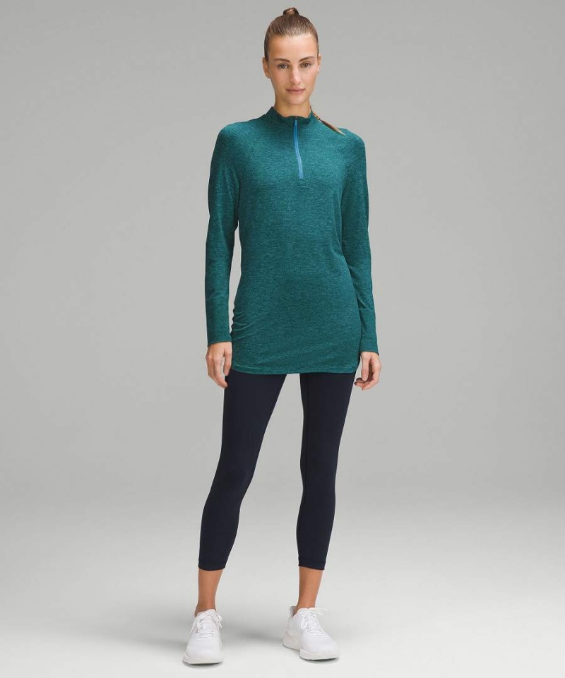 Lululemon Swiftly Relaxed Long-Length Half Zip Långärmad Tröja Dam Turkos Sverige | IYXLKT026