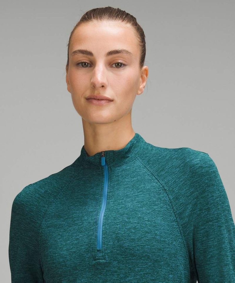 Lululemon Swiftly Relaxed Long-Length Half Zip Långärmad Tröja Dam Turkos Sverige | IYXLKT026