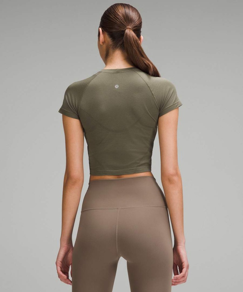 Lululemon Swiftly Tech Cropped 2.0 Korta-Sleeve T-shirt Dam Mörkgröna Sverige | PRXZJE905