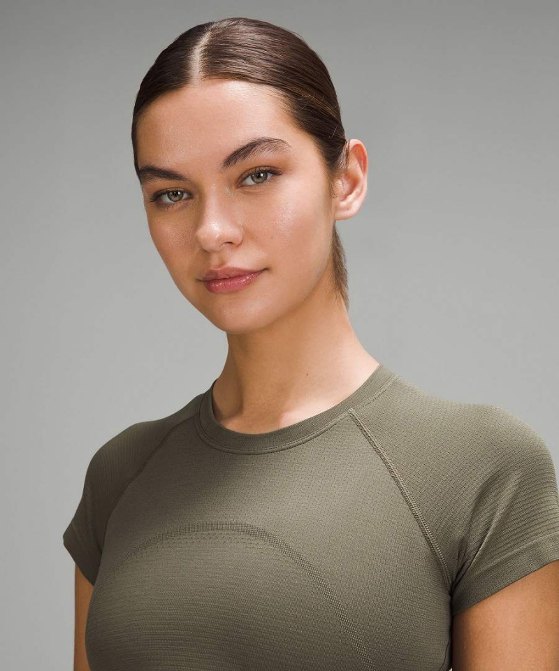 Lululemon Swiftly Tech Cropped 2.0 Korta-Sleeve T-shirt Dam Mörkgröna Sverige | PRXZJE905