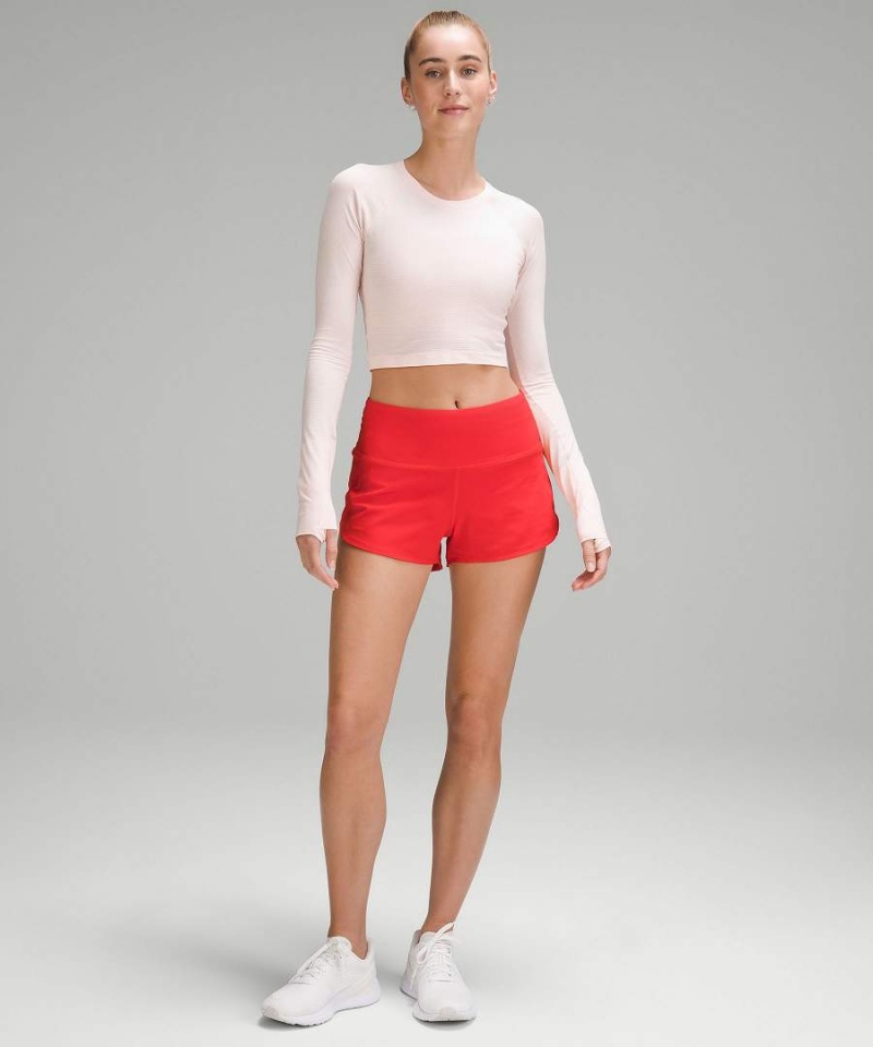 Lululemon Swiftly Tech Cropped 2.0 Långärmad Tröja Dam Ljusröda Sverige | ROSYNK673