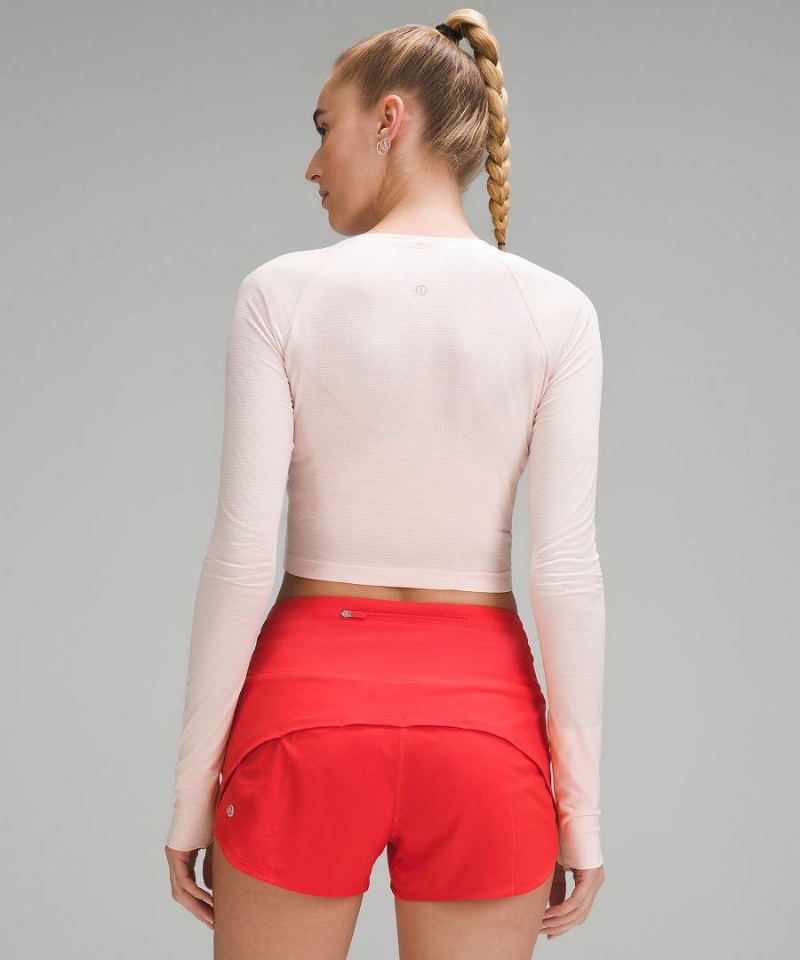 Lululemon Swiftly Tech Cropped 2.0 Långärmad Tröja Dam Ljusröda Sverige | ROSYNK673