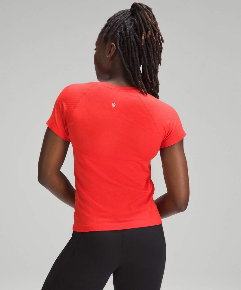Lululemon Swiftly Tech Korta-Sleeve 2.0 Race Length T-shirt Dam Röda Sverige | TNFAOC137