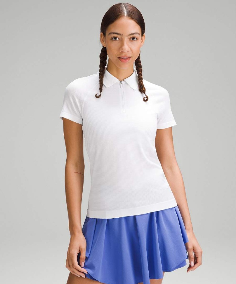 Lululemon Swiftly Tech Korta-Sleeve Half-Zip Piketröja Dam Vita Vita Sverige | BEWSTR485