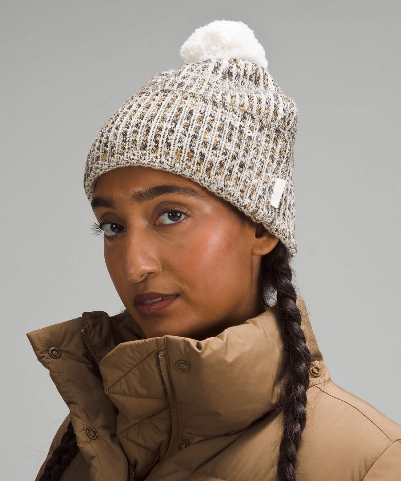 Lululemon Textured Fleece-Fodrade Knit Mössa Dam Svarta Grå Vita Svarta Sverige | MWNJUB769
