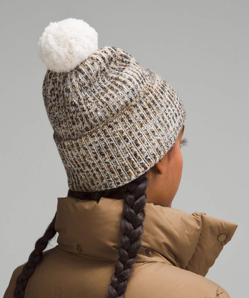 Lululemon Textured Fleece-Fodrade Knit Mössa Dam Svarta Grå Vita Svarta Sverige | MWNJUB769
