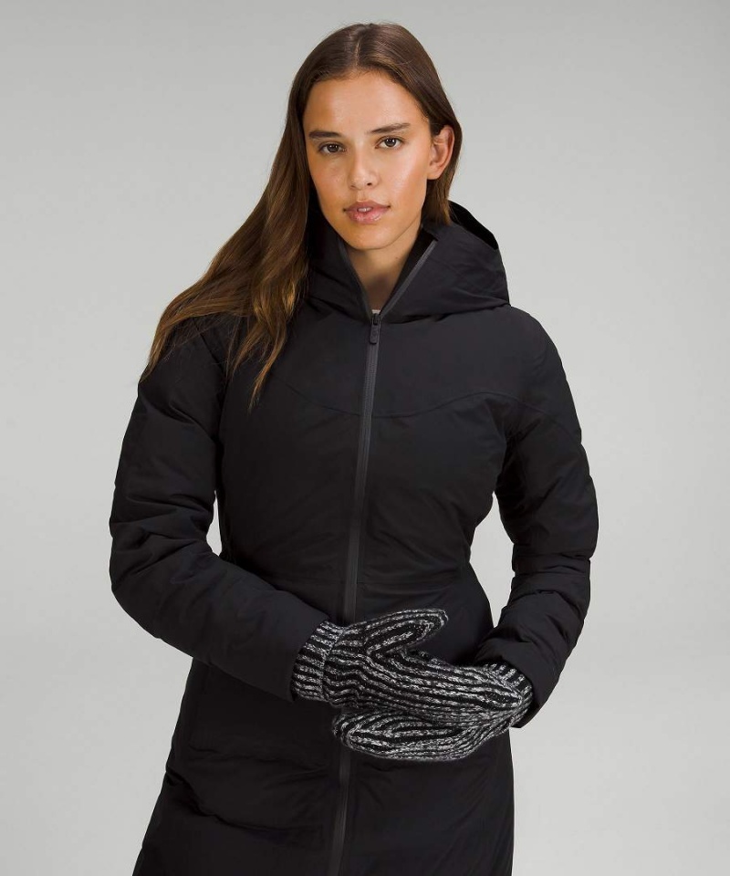 Lululemon Textured Fleece-Fodrade Knit Vantar Dam Svarta Grå Vita Svarta Sverige | JGADOC239