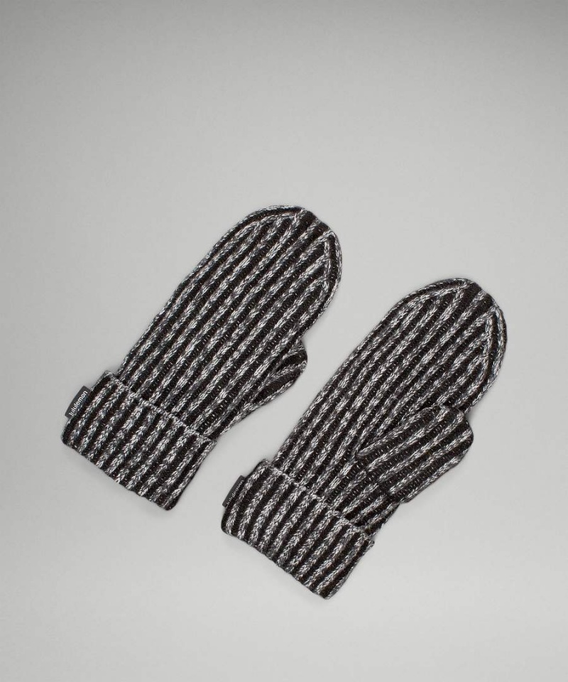 Lululemon Textured Fleece-Fodrade Knit Vantar Dam Svarta Grå Vita Svarta Sverige | JGADOC239
