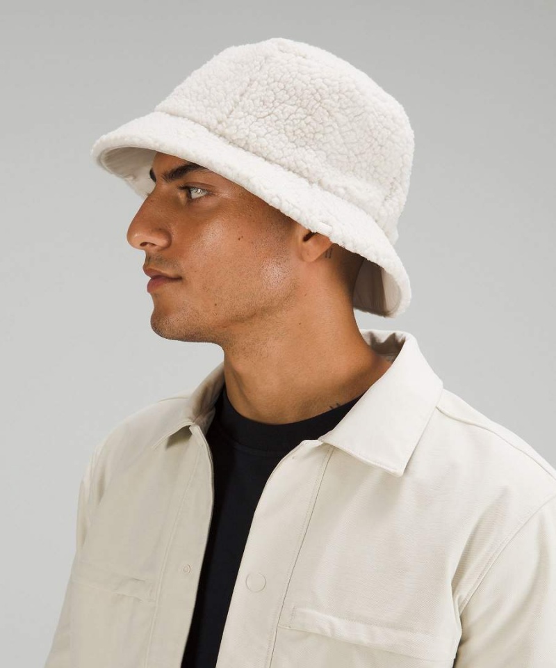 Lululemon Textured Fleece Bucket Hatt Dam Beige Vita Sverige | UPIQGF438