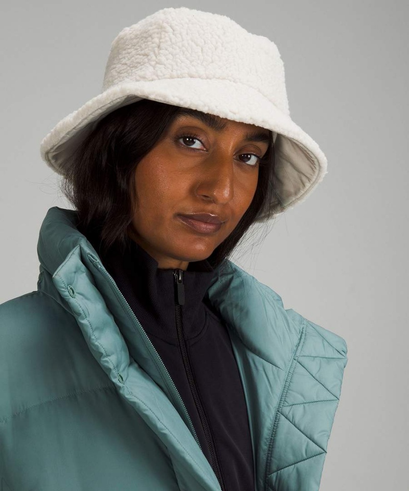 Lululemon Textured Fleece Bucket Hatt Dam Beige Vita Sverige | UPIQGF438