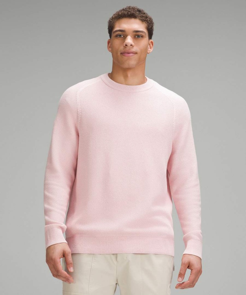 Lululemon Textured Knit Crewneck Tröjor Herr Rosa Sverige | PUZMHR591