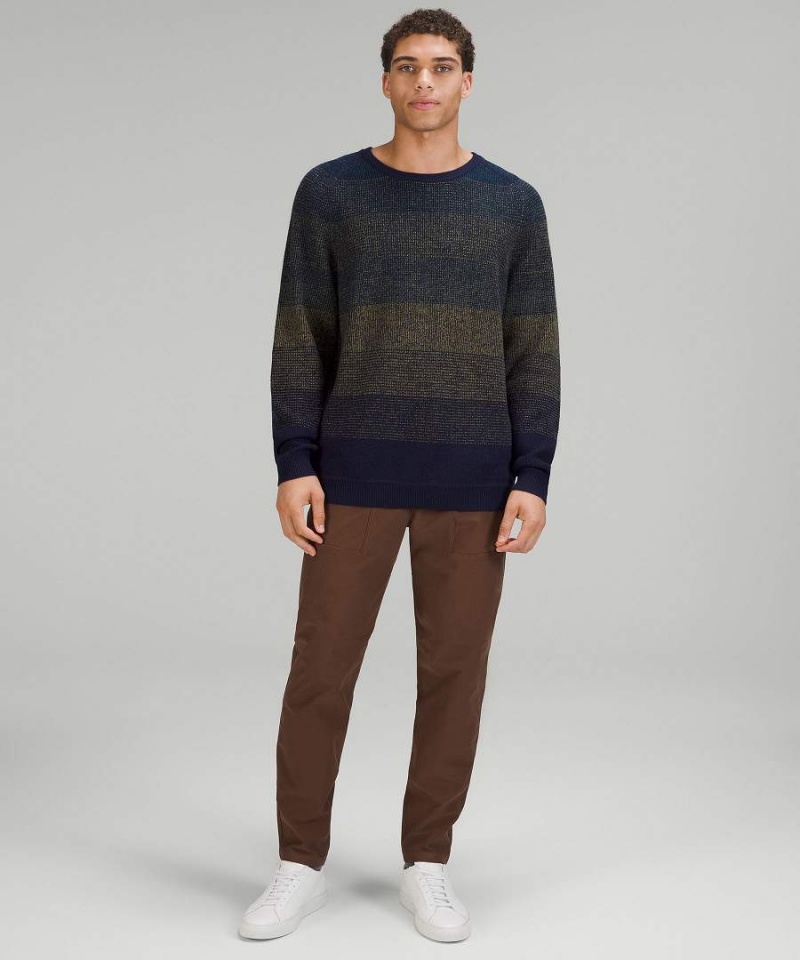 Lululemon Textured Knit Crewneck Tröjor Herr Marinblå Bruna Gröna Sverige | FKXPCL349