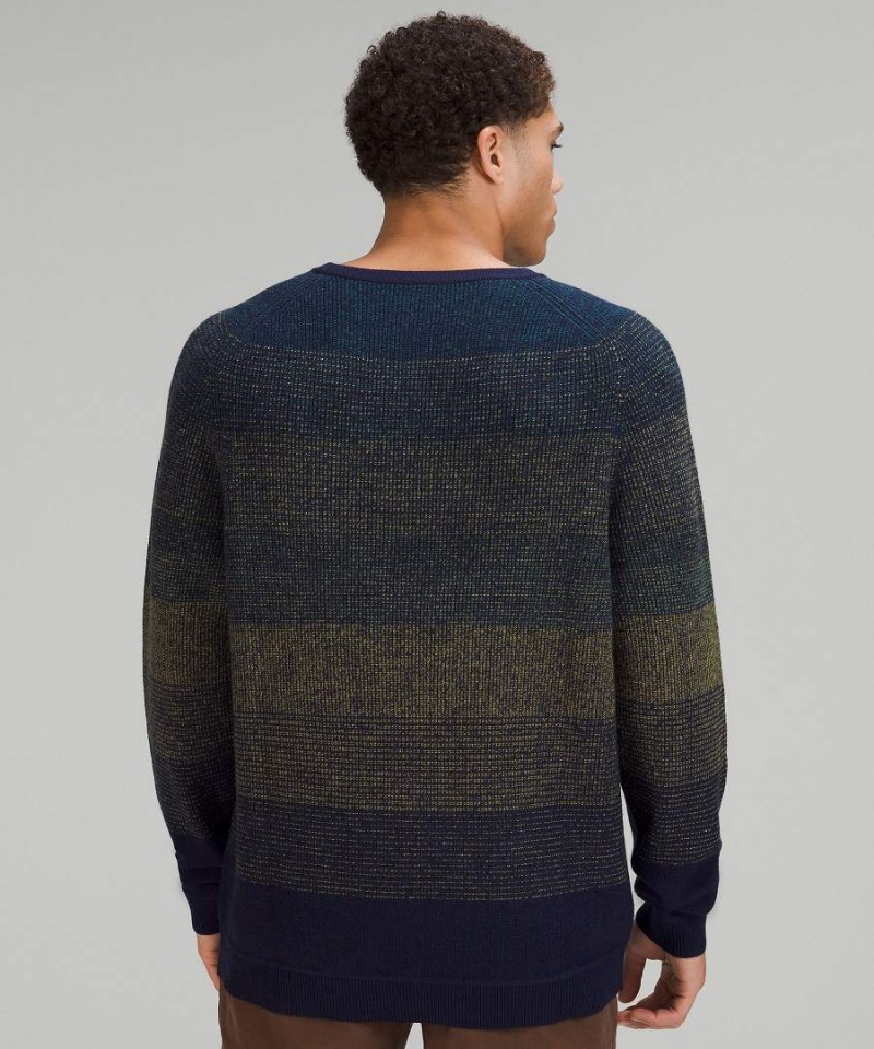 Lululemon Textured Knit Crewneck Tröjor Herr Marinblå Bruna Gröna Sverige | FKXPCL349