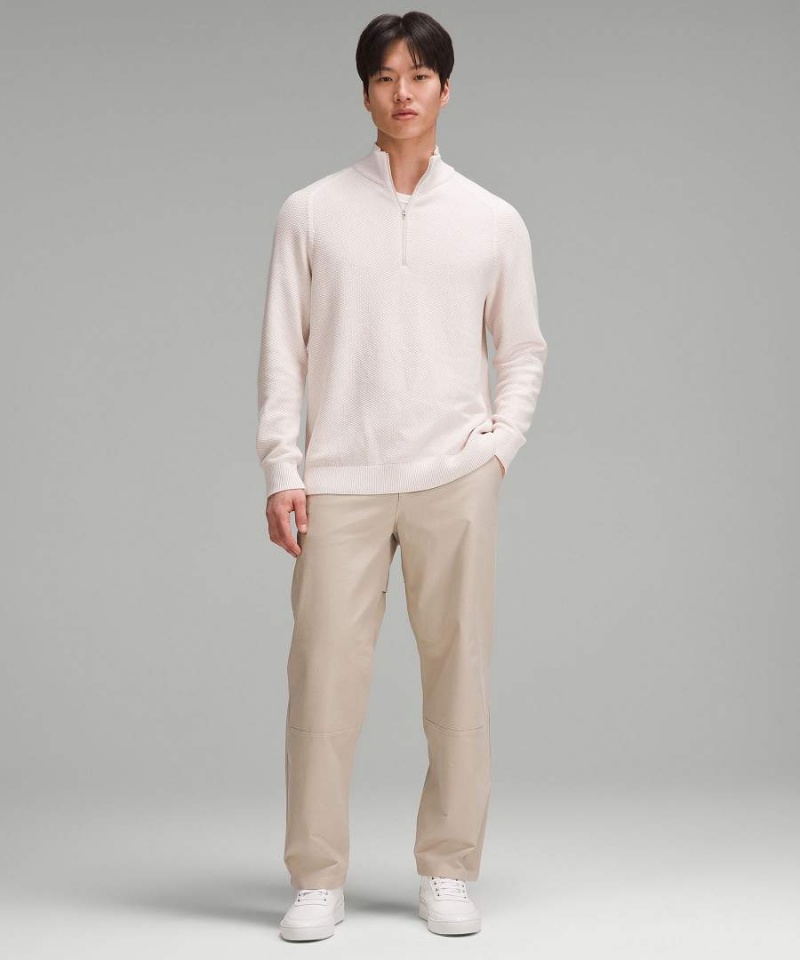 Lululemon Textured Knit Half-Zip Tröjor Herr Beige Vita Sverige | ISOXLP835
