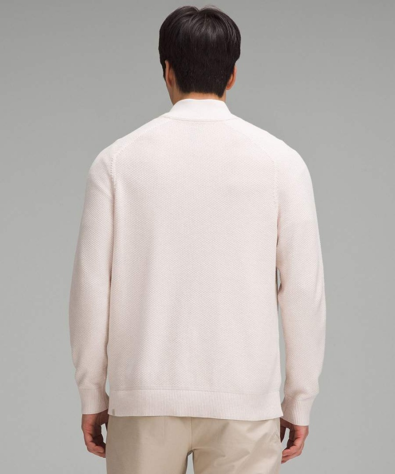 Lululemon Textured Knit Half-Zip Tröjor Herr Beige Vita Sverige | ISOXLP835