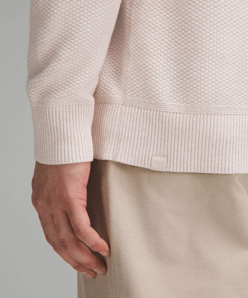 Lululemon Textured Knit Half-Zip Tröjor Herr Beige Vita Sverige | ISOXLP835