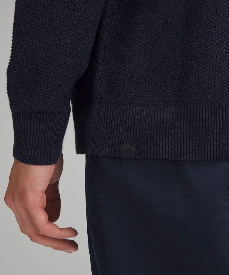 Lululemon Textured Knit Half-Zip Tröjor Herr Marinblå Sverige | JNWGRE204