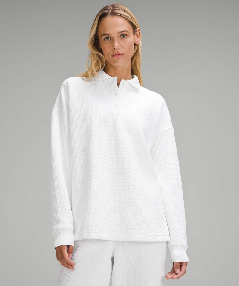 Lululemon Textured Long-Sleeve Piketröja Dam Vita Vita Sverige | QMVLUO186