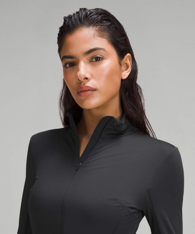Lululemon Tight-Fit Fodrade Long-Sleeve Onesie Body Dam Svarta Sverige | ZAUINT540