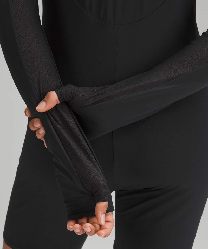 Lululemon Tight-Fit Fodrade Long-Sleeve Onesie Body Dam Svarta Sverige | ZAUINT540