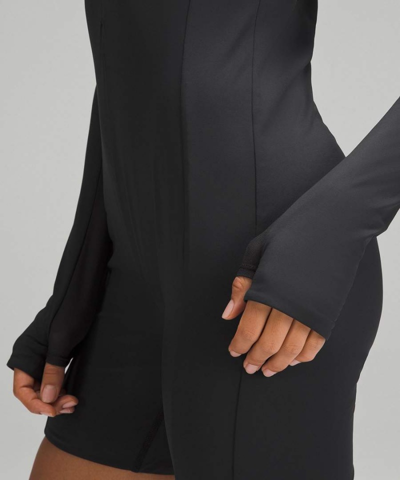 Lululemon Tight-Fit Fodrade Long-Sleeve Onesie Body Dam Svarta Sverige | ZAUINT540