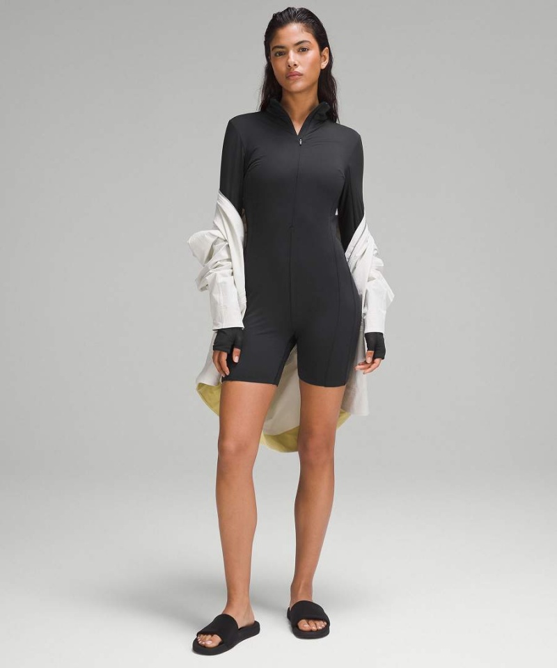 Lululemon Tight-Fit Fodrade Long-Sleeve Onesie Body Dam Svarta Sverige | ZAUINT540