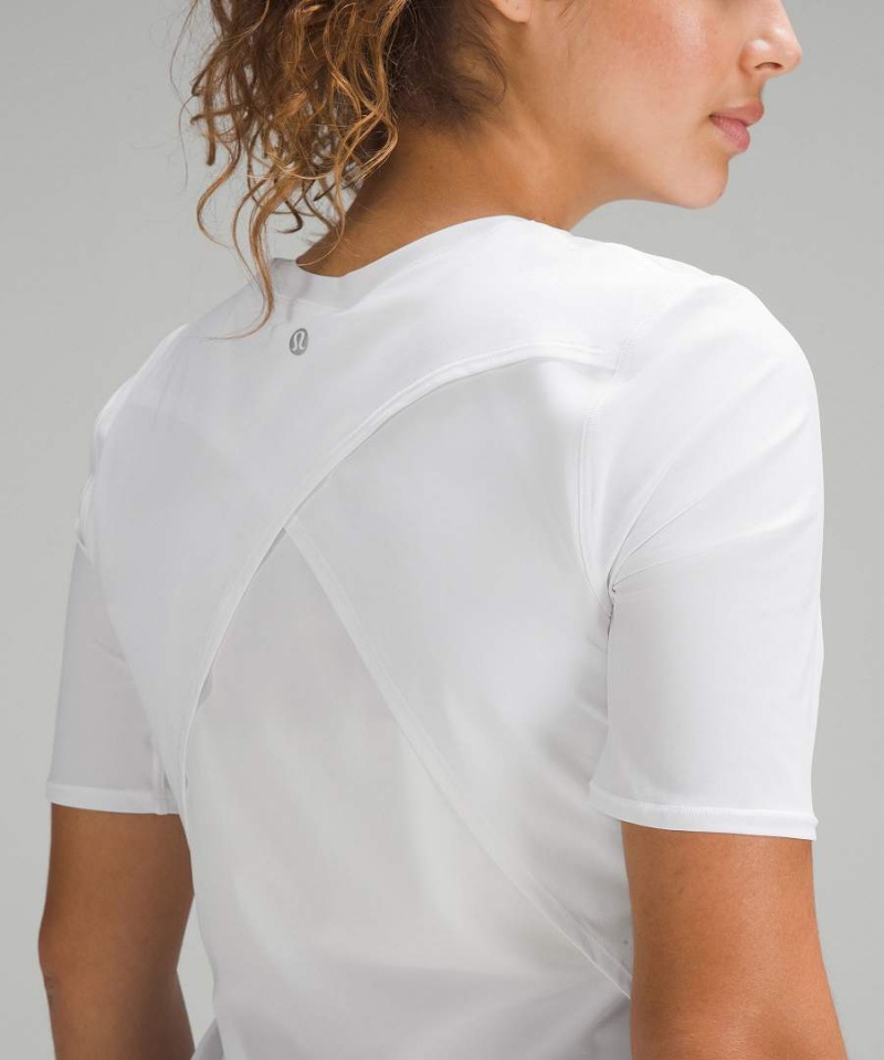 Lululemon UV Protection Fold-Over Löpar T-shirt Dam Vita Sverige | WTCPFJ248