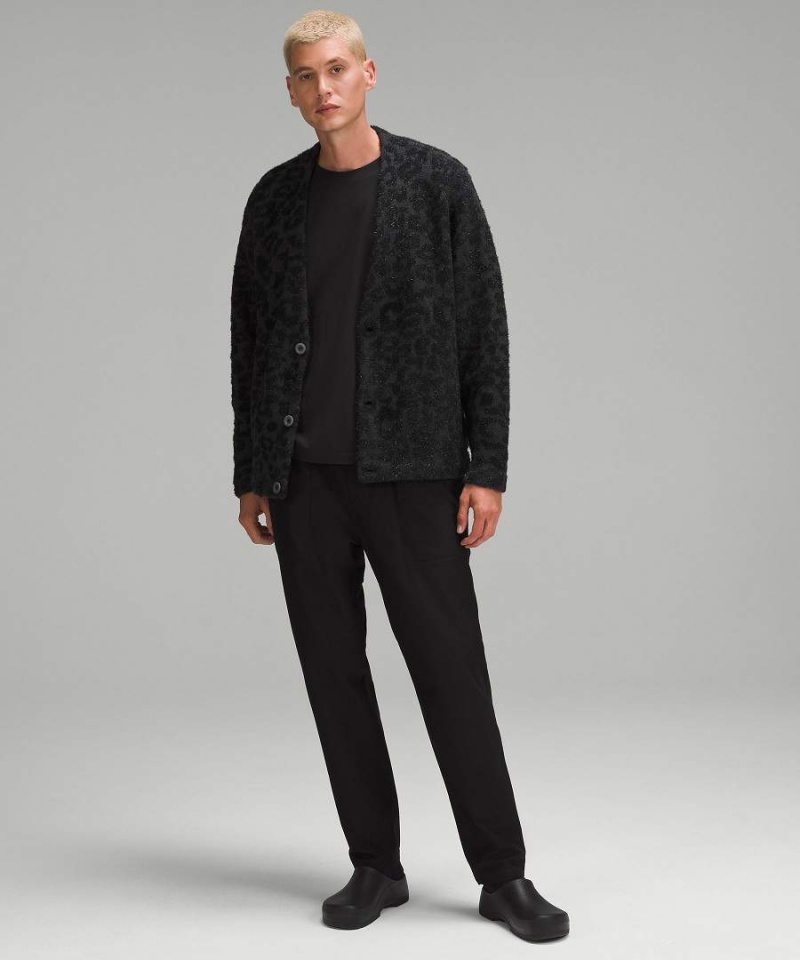 Lululemon Ull-Blend Jacquard Cardigan Tröjor Herr Leopard Mörkgrå Svarta Sverige | TPZYNM543