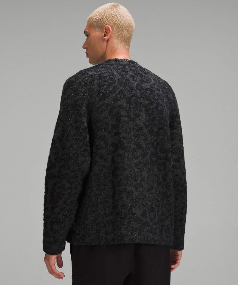Lululemon Ull-Blend Jacquard Cardigan Tröjor Herr Leopard Mörkgrå Svarta Sverige | TPZYNM543