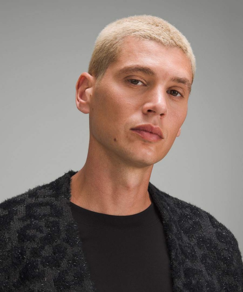 Lululemon Ull-Blend Jacquard Cardigan Tröjor Herr Leopard Mörkgrå Svarta Sverige | TPZYNM543