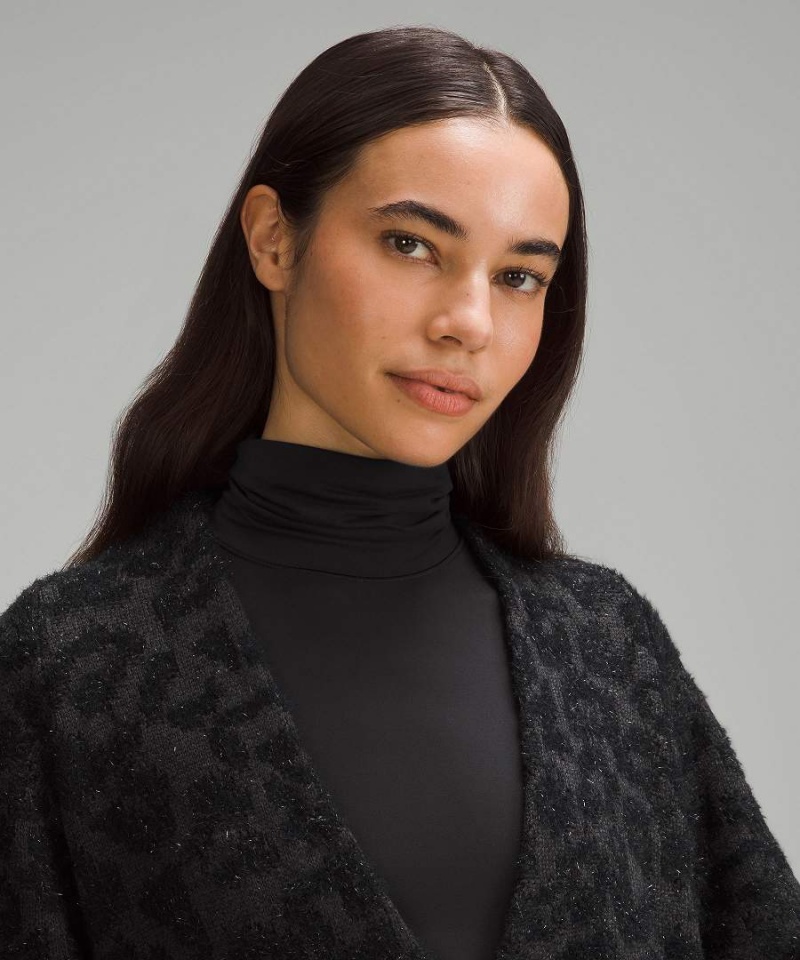 Lululemon Ull-Blend Jacquard Cardigan Tröjor Dam Leopard Mörkgrå Svarta Sverige | ZRHCAQ147
