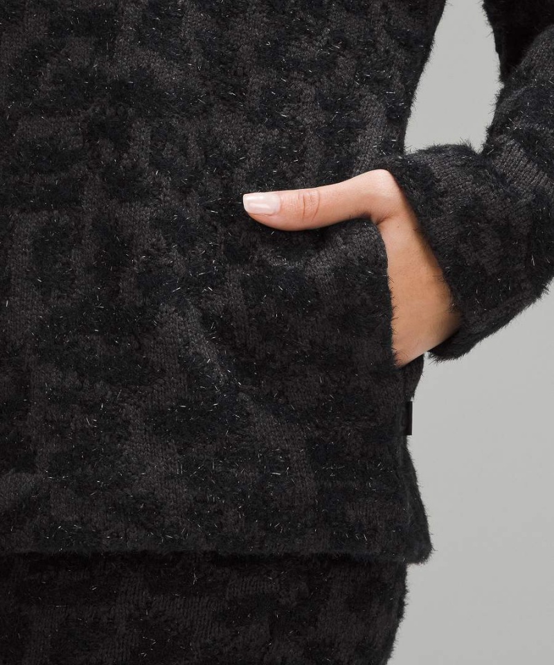 Lululemon Ull-Blend Jacquard Cardigan Tröjor Dam Leopard Mörkgrå Svarta Sverige | ZRHCAQ147