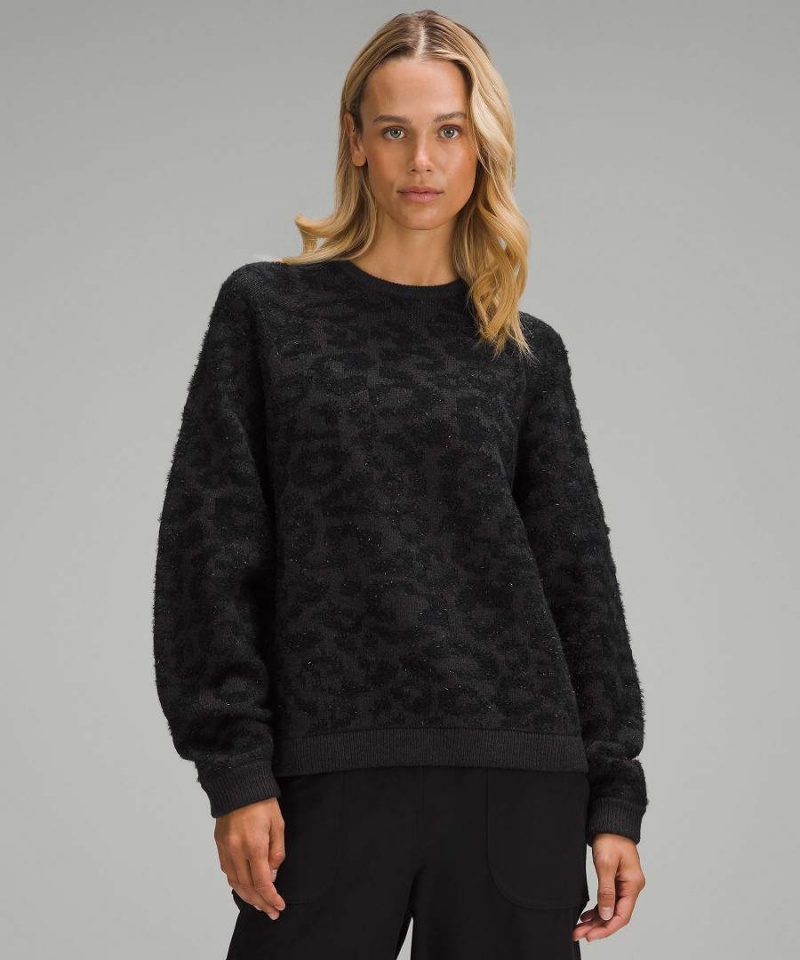 Lululemon Ull-Blend Jacquard Tröjor Dam Leopard Mörkgrå Svarta Sverige | JYIWOQ691