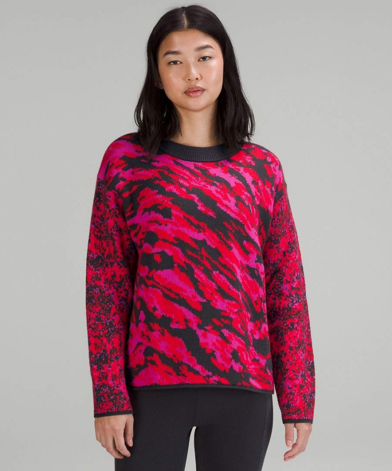 Lululemon Ull-Blend Patterned Tröjor Dam Röda Svarta Grå Sverige | TIDBAX231