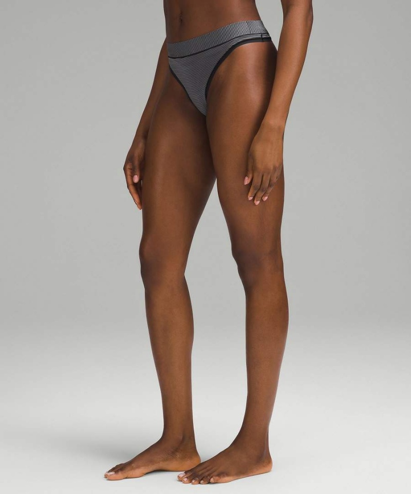 Lululemon UnderEase Mid-Rise String 5 Pack Underkläder Dam Ljusröda Silver Grå Svarta Svarta Svarta Sverige | VRBKNX802