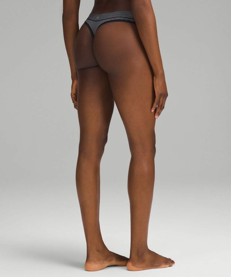 Lululemon UnderEase Mid-Rise String 5 Pack Underkläder Dam Ljusröda Silver Grå Svarta Svarta Svarta Sverige | VRBKNX802