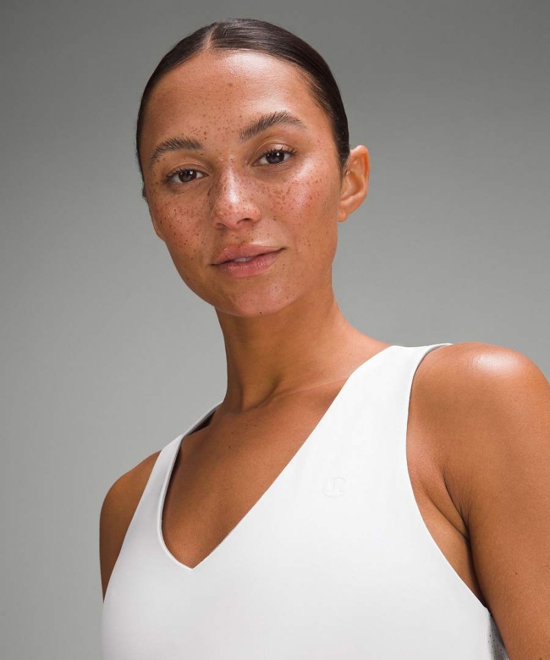 Lululemon V-Neck Racerback Tennis Klänning Dam Vita Vita Sverige | VPBKWE713