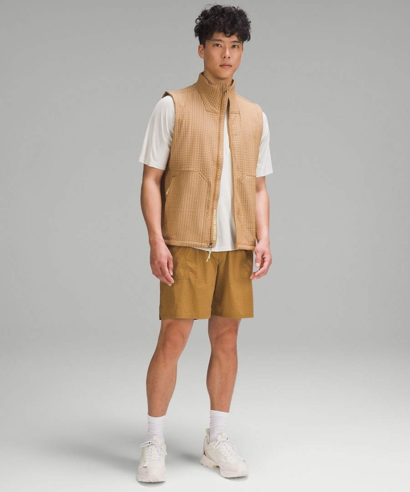 Lululemon Vatten-Repellent Grid Fleece Vandring Väst Herr Beige Sverige | OUTVSZ634