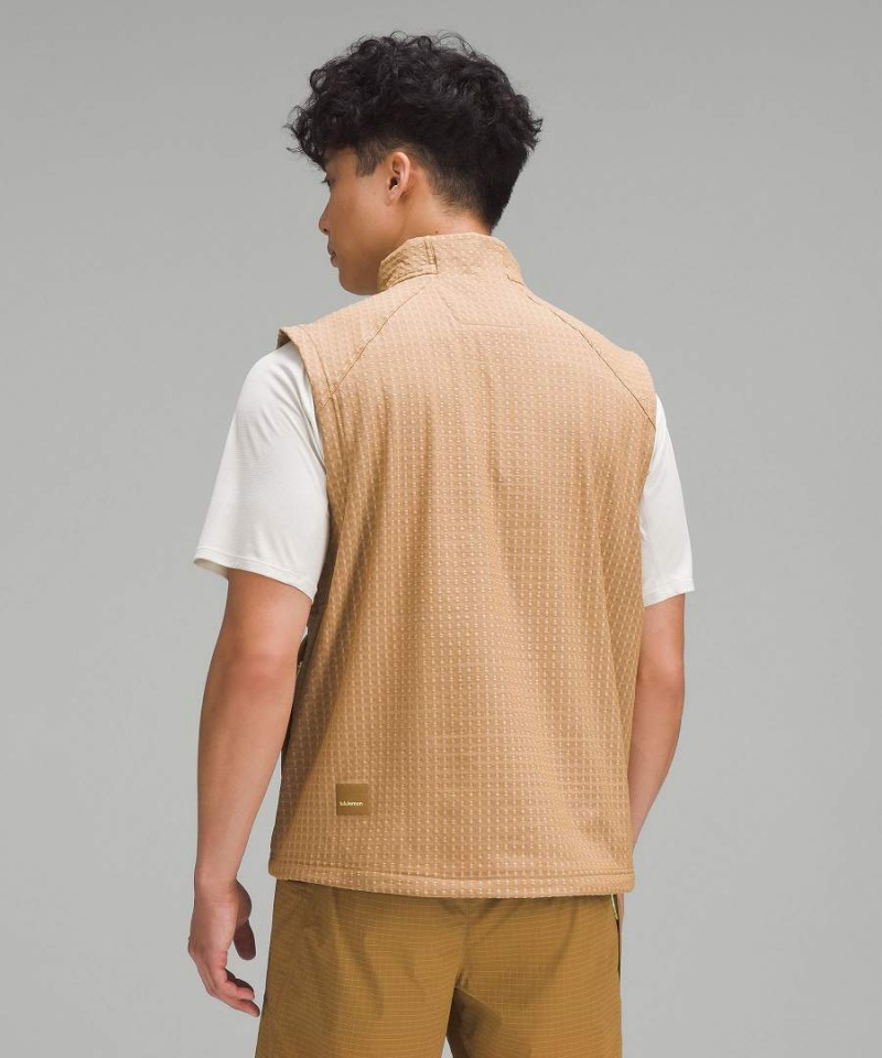 Lululemon Vatten-Repellent Grid Fleece Vandring Väst Herr Beige Sverige | OUTVSZ634