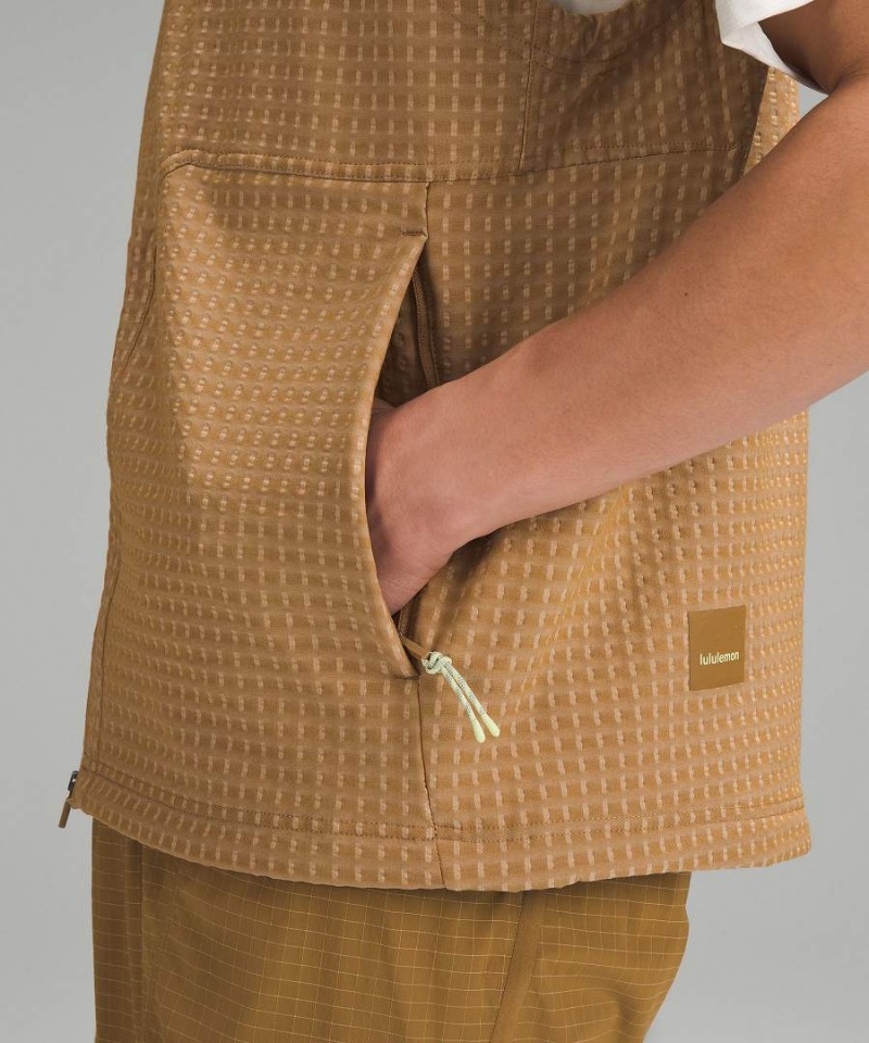 Lululemon Vatten-Repellent Grid Fleece Vandring Väst Herr Beige Sverige | OUTVSZ634
