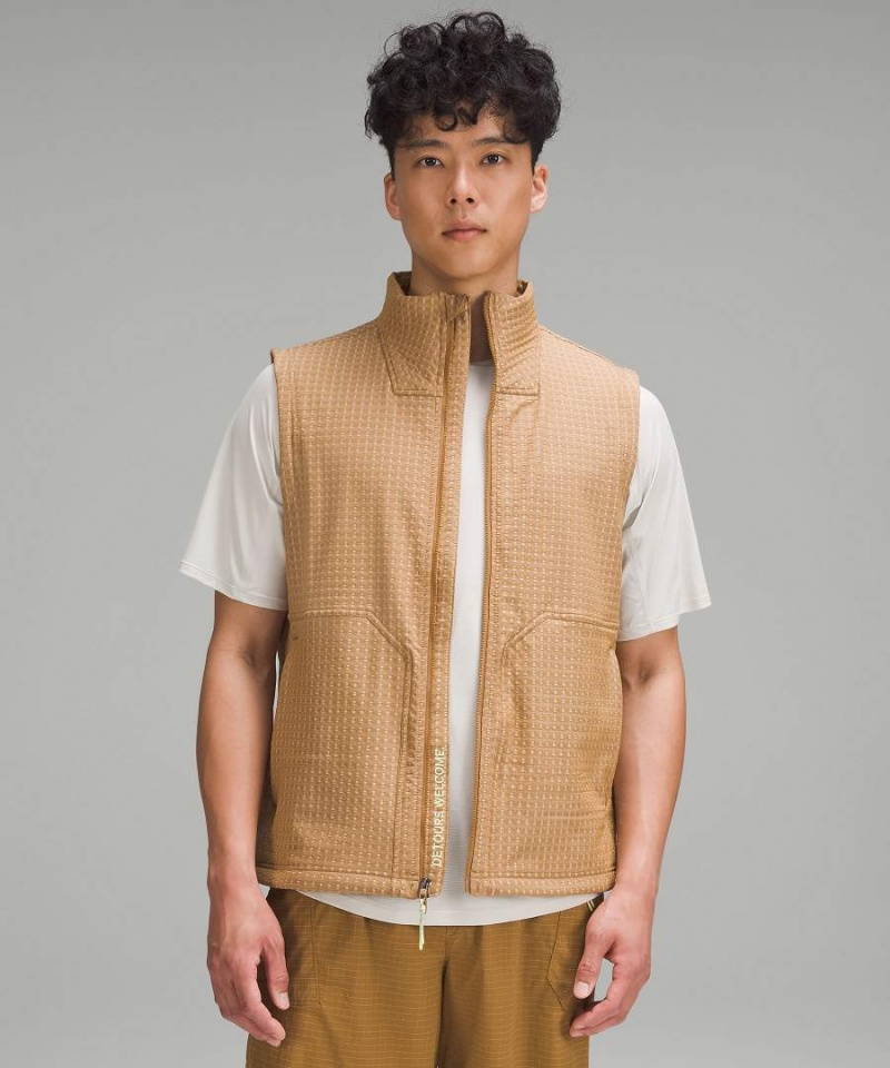 Lululemon Vatten-Repellent Grid Fleece Vandring Väst Herr Beige Sverige | OUTVSZ634